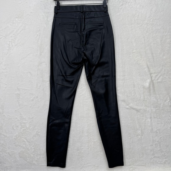 Zara Leggings Womens S Black Trafaluc Faux Leather High Rise Skinny Ankle Zip - Picture 9 of 13